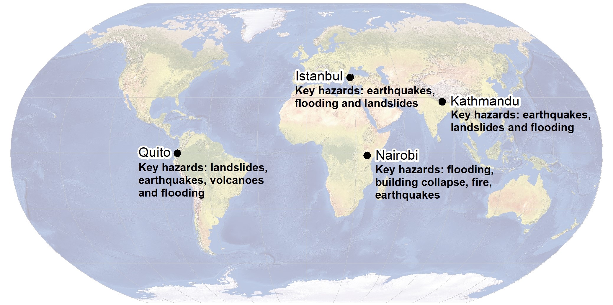 Tomorrow's Cities location and key hazards
